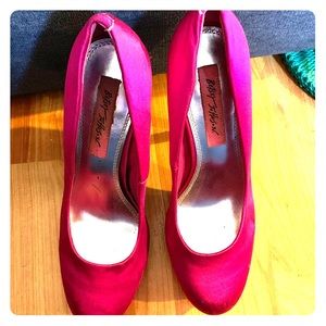 Betsey Johnson Pink Satin Sparkle Heels